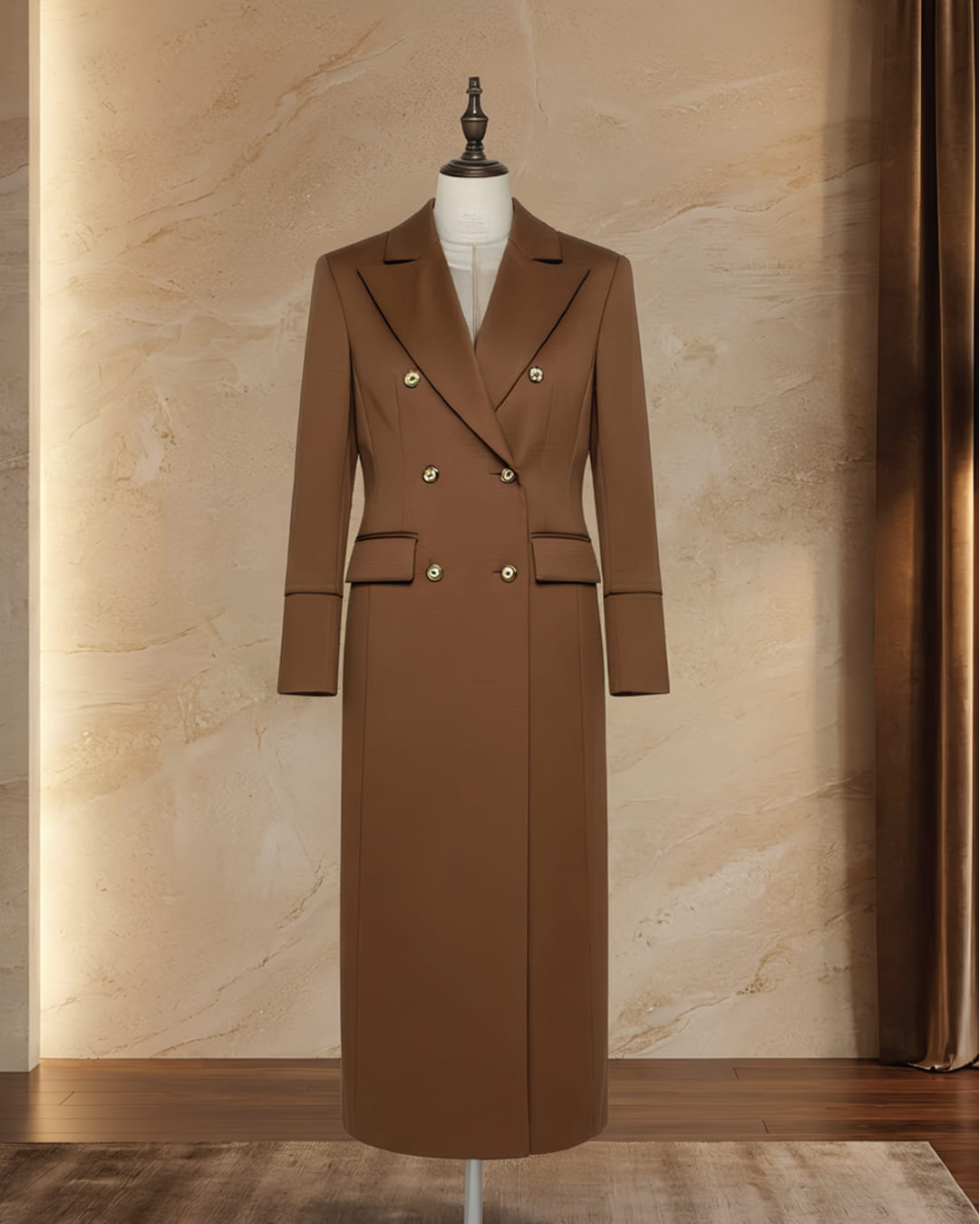 Le Voyageur Coat on model